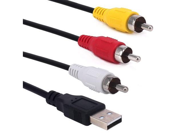 USB to 3RCA Cable, 5 Feet/1.5m USB Male to 3 RCA Male Jack Splitter Audio Video AV Composite Adapter Cord Cable (USB M/3RCA M)