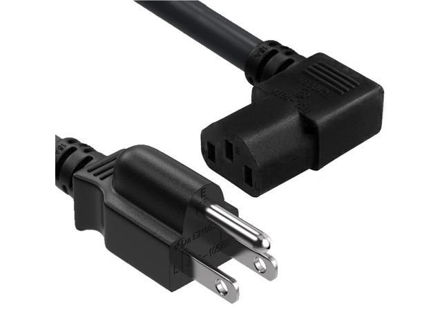10ft 18 AWG Universal Right Angle Power Cord NEMA 5-15P to IEC320 C13R, Heavy Duty, Right Angle Computer Power Cable for TV, PC, Computer, Printer,...