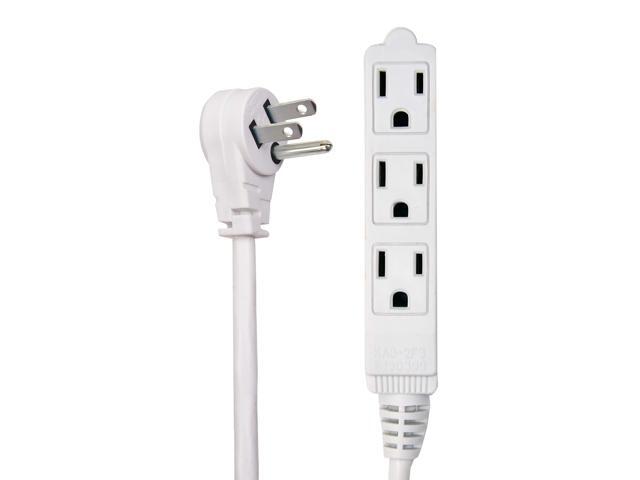 Flat Multiple Outlet Extension Cord 20 Ft for Indoor Use - UL-Listed 3-Prong Multi Extension Wire- Space-Saving Flat Angled Extension Cord- White