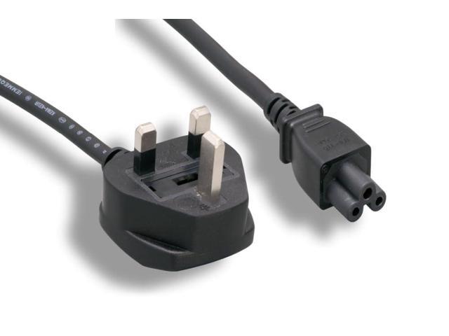 6 Feet Ft 3 Prongs AC Power Cord IEC320 C5 to UK England BS1363 3 prongs AC Outlet Cable with Fuse 18 AWG Black International Travel