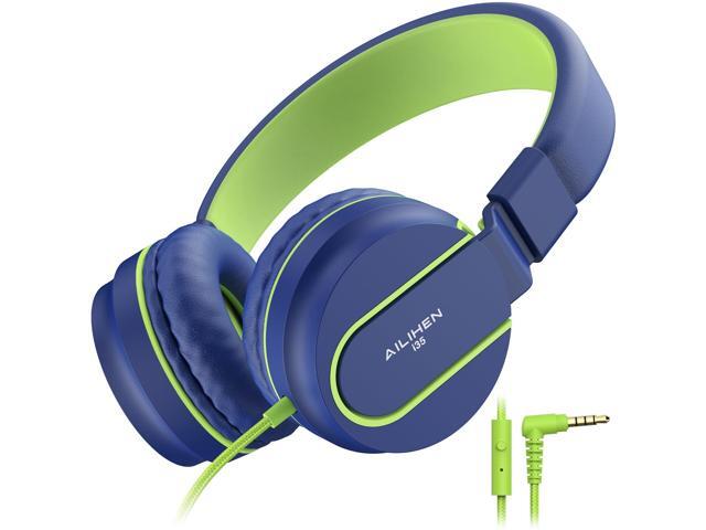 Kids Headphones, On-Ear Headphones for School, Safe Volume 93dB, HD Mic Stereo Headphone for Kid Girls Boys, Foldable 3.5mm Wired for Chromebook,...