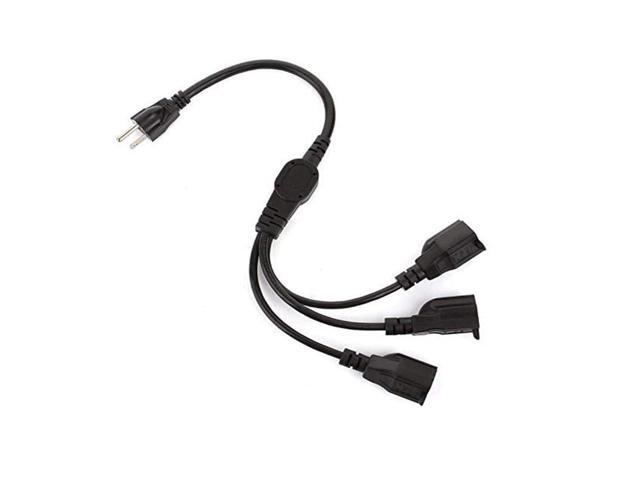 1 to 3 Outlet Power Splitter Cord 3.3FT/1M (NEMA 5-15P to NEMA 5-15R) 16AWG Heavy Duty Cable Strip Outlet Saver