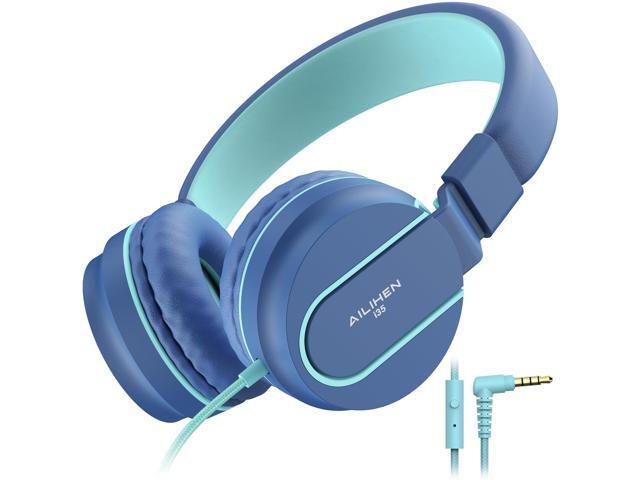 Kids Headphones, On-Ear Headphones for School, Safe Volume 93dB, HD Mic Stereo Headphone for Kid Girls Boys, Foldable 3.5mm Wired for Chromebook,...