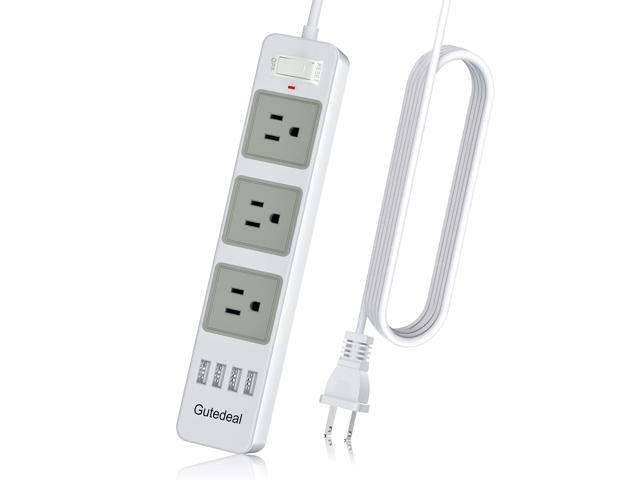 Power Strip 2 to 3 Prong 3 Meters White, 2 Prong USB Power Strip with 9.8ft Extension Long Cord, 3-Outlet Surge Protector with 4 USB Charging Ports...