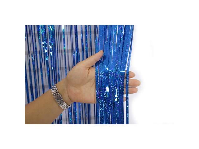 Blue Iridescent Party Decorations Supplies Favors, Iridescent Party Supplies, Tinsel Foil Fringe Curtains Fun Photo Booth Props, Birthday Wedding...