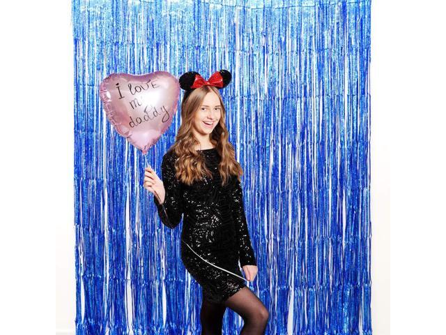 Blue Iridescent Party Decorations Supplies Favors, Iridescent Party Supplies, Tinsel Foil Fringe Curtains Fun Photo Booth Props, Birthday Wedding...