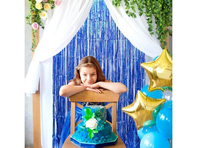 Blue Iridescent Party Decorations Supplies Favors, Iridescent Party Supplies, Tinsel Foil Fringe Curtains Fun Photo Booth Props, Birthday Wedding...
