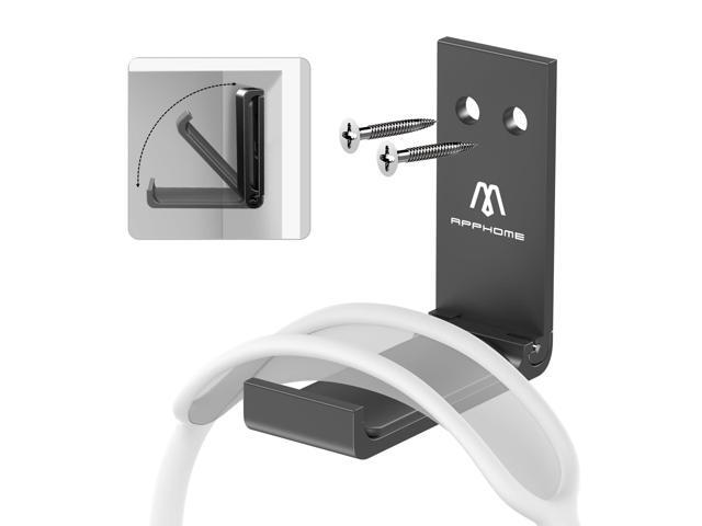 Foldable Wall Hooks, Save Space Durable Aluminum Headset Stand Holder for Universal Gaming Headset, Strong Adhesive, Black
