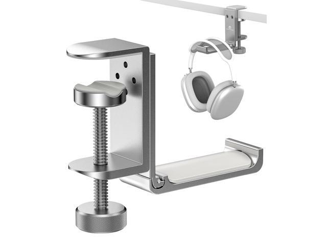 Foldable Headphone Stand and Hook Aluminum Headset Holder Clamp Mount Under Desk, Universal Fit for Gaming Headphones, Space-Saving Hanger Organizer