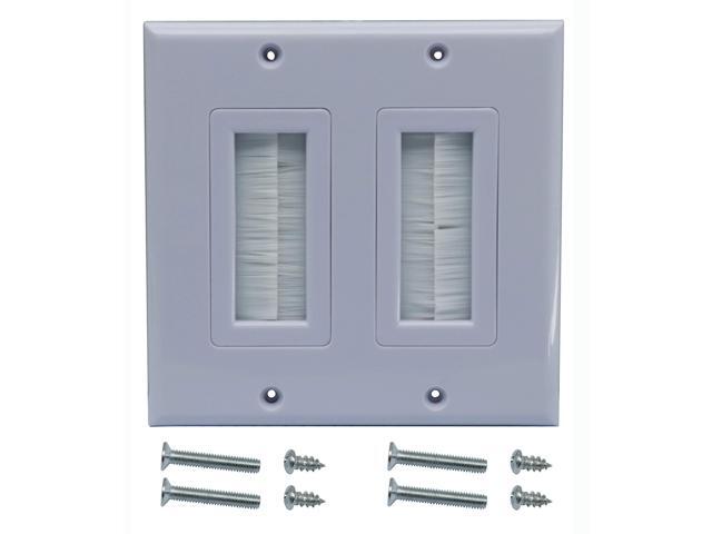 3 Gang Brush Wall Plate for Cabling Cable Plate Internal Management RJ45 USB Audio Video Cable Pass-Through Brush Style Low Voltage Cable Plate...