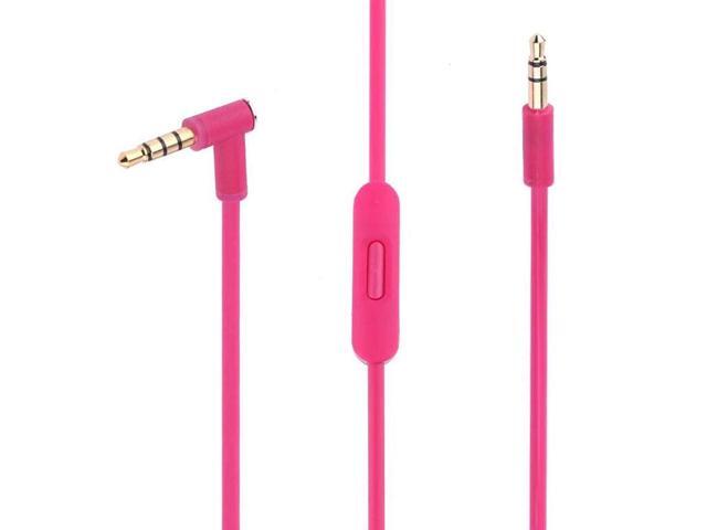 3.5mm to 3.5mm Replacement Audio Cable Cord Wire with in-line Microphone and Remote Control Compatible with Headphones (Pink)