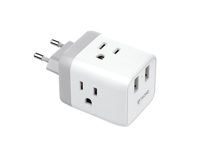 European Travel Plug Adapter - International Power Adapter Converter for Europe with 3 Outlets 2 USB, Europe to US Type C Adaptor for Italy Germany...