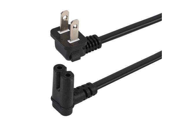 12FT Power Cord Right Angle US 2 Prong to IEC 320 C7(Figure 8) Right Angle-Down Angle AC Power Cord, Upward Downward Angled Figure 8 (C7)...