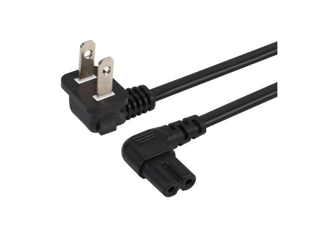 10FT 2 Prong Power Cord, NEMA 1-15P to IEC320 C7 Right Angle Power Cable, Replacement for TV, Power Cords for TV