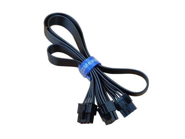 PCIe Cable for PSUs, PCIe 8 Pin Male to Dual PCIe 8 Pin (6+2) Male Power Adapter Splitter 25-inch+9-inch (63cm+23cm)