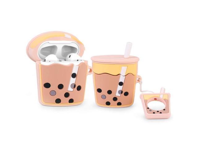 Case Funny Cute Cover Compatible for Apple Airpods 1 & 2[Dessert Food Series][Best Gift for Girls Boys or Couples](Milk Tea)