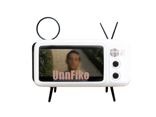 Retro TV Style Stand Holder, Cartoon Desktop Bracket Desk Mount, Universal for iPhone X 6 6s 7 8 Plus Xs XR 11 Pro Max (TV White)