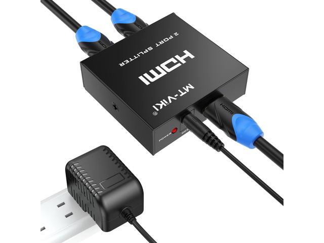 4K HDMI Splitter 1 in 2 Out, 1x2 Powered HDMI Splitter for Dual Monitors w/Power Adapter, 4K@30Hz Dual Monitors Duplicate/Mirror for PS4 Fire Stick...
