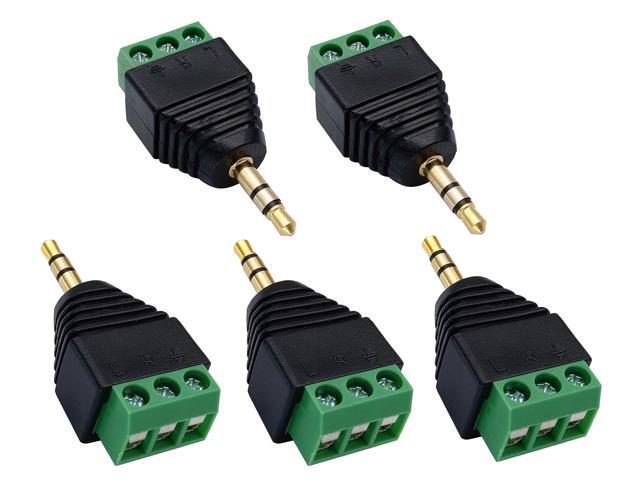 3 Pole 3.5mm Screw Terminal 3.5mm (1/8) Stereo Audio Male to 3 Pin Female Screw Terminal Double Track Headphone Balun Solderless Converter...