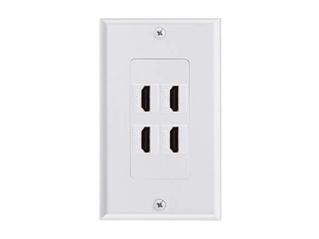 HDMI Wall Plate 4 Port, HDMI Socket Plug Insert Jack Outlet Panel Mount Support 4K 60Hz HDR 1080P 3D Ethernet Built in High Speed Cable Extension...