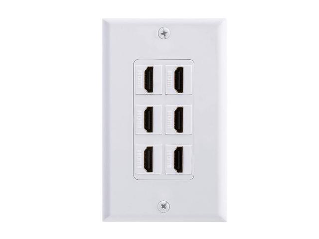 HDMI Wall Plate 6 Port, HDMI Socket Plug Insert Jack Outlet Panel Mount Support 4K 60Hz HDR 1080P 3D Ethernet Built in High Speed Cable Extension...