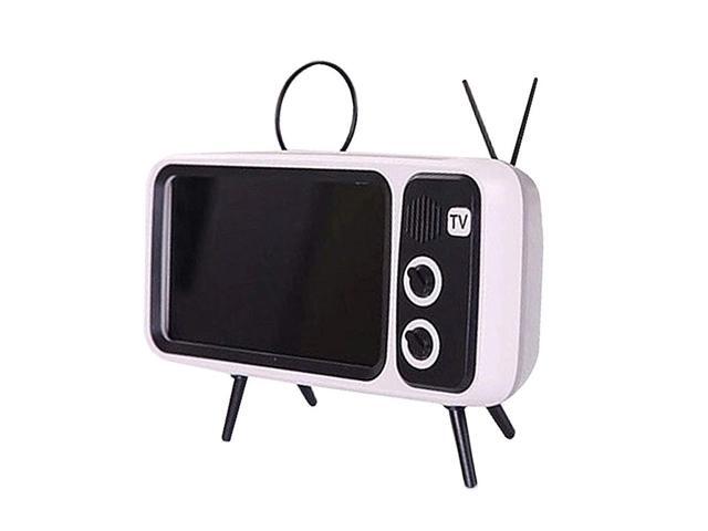 Retro TV Style Stand Holder, Cartoon Desktop Bracket Desk Mount, Universal for iPhone Samsung (TV Gray)