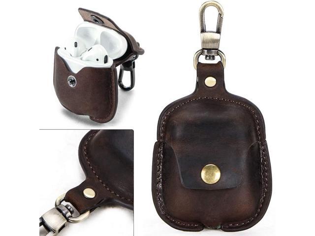 Case fits AirPods 1 and 2, Shockproof Wireless Charging Sleeve with Anti-Lost Keychain, Coffee