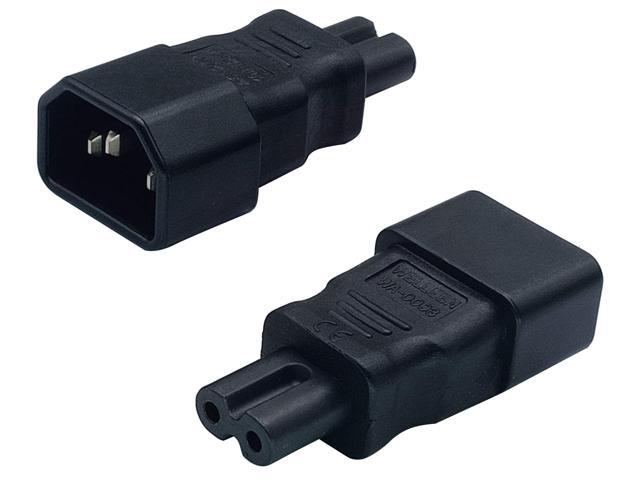 2-Pack PVC Plastic Adapter Set, 10A-125V for America, 2.5A-250V for Europe, Male to Female Plug Adapters