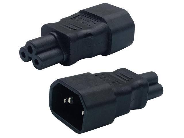 10A 125V 3Pole Male to 3Pole Female Power Adapter, C5 to C14 AC Converter for Laptop Receptacle Converter (2 Pack-C5 to C14)