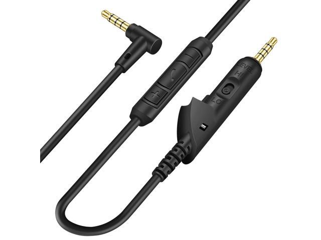 Replacement Audio Extension Cable, Cord Wire only for QuietComfort QC15 Headphones with in line Mic (Black)