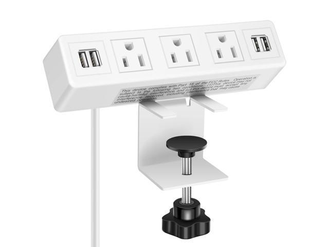 3 AC Outlet Desk Clamp Power Strip, Desk Mount USB Charging Power Station, Removable Desktop Edge Power Center Plugs Output 125V/60HZ/12A/1500W,...