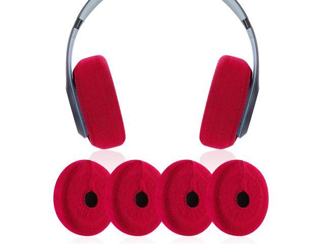 Earpads Sweater Cover Protectors with Stretchable Knit Fabric for Headphones and Other Headsets with 3-4 Inch Ear Cushions [ 2 Pairs ] (Red)