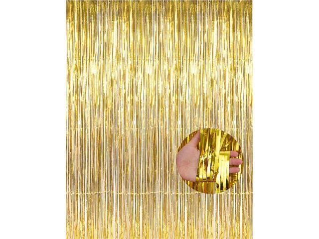 Foil Fringe Curtains Metallic Tinsel Shimmer Curtain Party Backdrop Decorations, Pack of 4