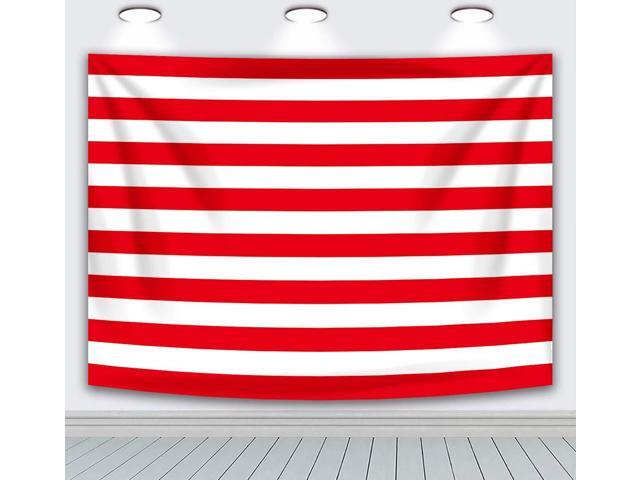 Polyester Red and White Stripe Photography Backdrop Big Top Circus Theme Party Decorations Banner 7x5FT