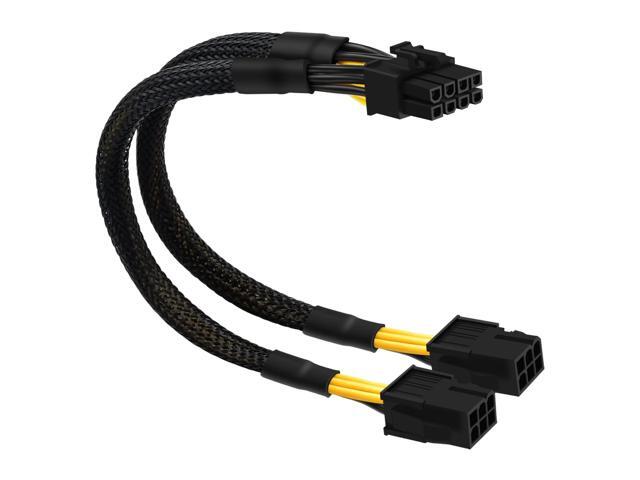 6 Pin to 8 Pin GPU Adapter, Dual 6 Pin Female to 8 Pin Male GPU Power Sleeved Cable 9.5-inch(24cm)