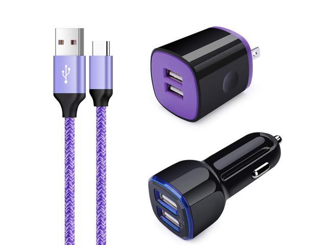 Dual USB Car Charger Adapter, Wall Charger Type C Cable Fast Charging Compatible for Galaxy A17 A16 S25FE S25 Plus A35 A56 A36 A26 S25 Ultra S25+...