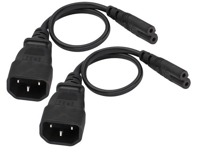 (2 Pack) AC Adapter Cable, 10A 125V 3Pole Male to 2Pole Female Figure 8 Power Adapter, C7 to C14 AC Converter Polarized Adapter for LED TV etc...