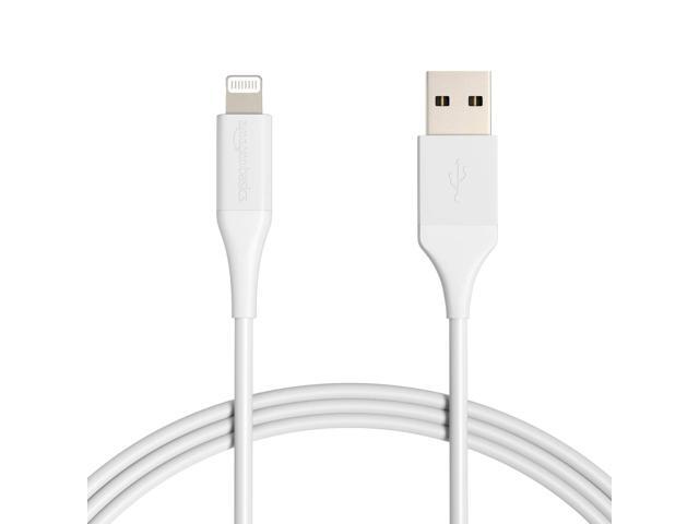 MFi Certified USB-A to Lightning Charger Cable for iPhone, iPad, Data Sync, 6ft, White, 2-Pack