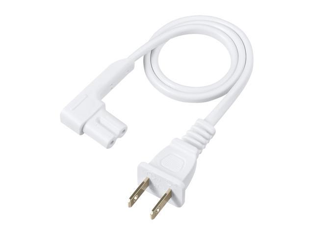 19.5in Power Cord Compatible with Speakers - Power Plug Cable (Short, White)