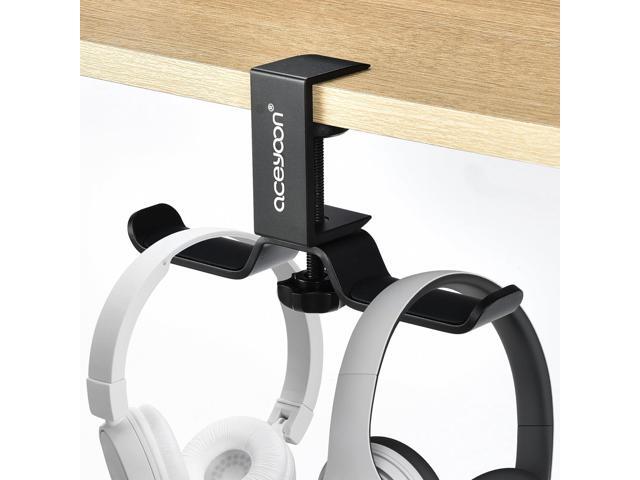 Foldable Headphone Stand for Desk, Aluminum Headset Stand Clamp Hook Under Desk Space Save Mount, Headset Holder for Gaming Headphone, Office,...