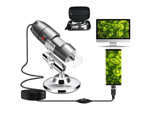 Microscope Camera with Stand & Carrying Case, Digital Microscope Compatible with Android Windows Linux Mac, Portable Magnifier Camera for Kids...
