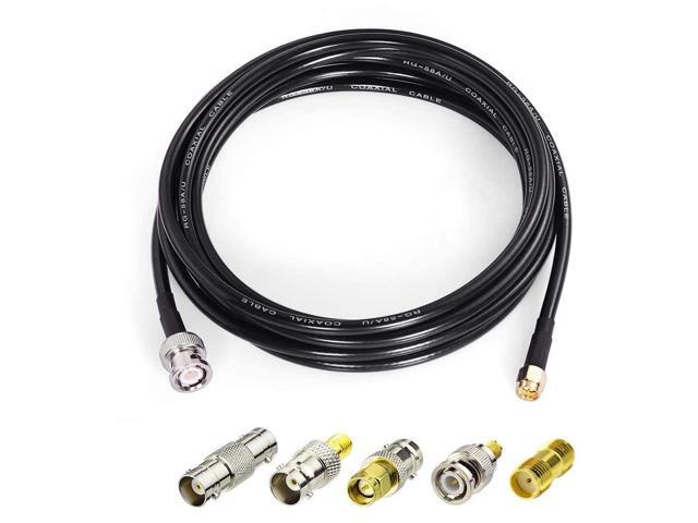 SMA Male to BNC Male Cable 6.5ft RG58 Coaxial Cable + 5pcs SMA to BNC Adapter Kit for RF Applications/Antennas/Wireless LAN Devices/Wi-Fi Radios...