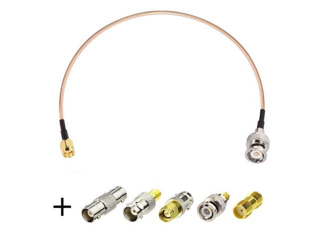 SMA Male to BNC Male Cable 6inches + 5pcs SMA to BNC Adapter RF Coax Cable Kit for RF Applications/Antennas/Wireless LAN Devices/Wi-Fi Radios...