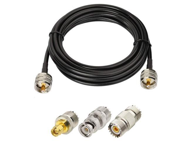 6ft Coaxial Cable, Coax Jumper + Adapter Kit for CB Ham Radio Amateur, SWR Meter Two-Way Radio Applications