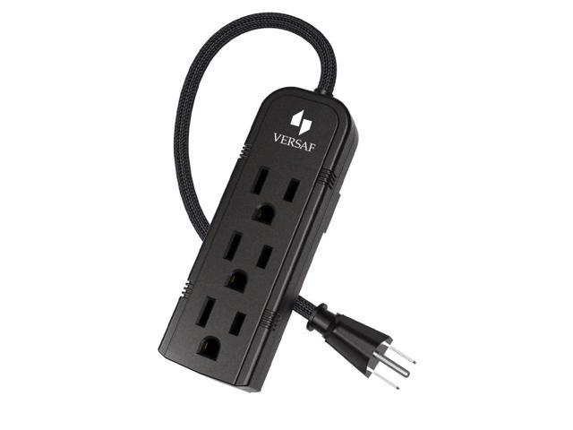 Power Strip 3 Prong Outlet - Slim Black 3 Grounded Outlets Heavy Duty Extension Power Cord No Surge Protector with Wall Mount Hole Ideal for...