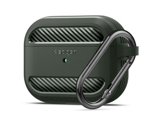 Rugged Armor Designed for Airpods Pro Case Cover Protective with Keychain - Military Green