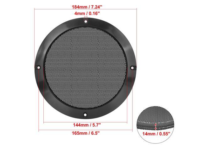 2pcs 6.5 Inch Metal Glossy Audio Speaker Cover Mesh Subwoofer Grill Horn Guard Decorative Circle Grille Protector Black