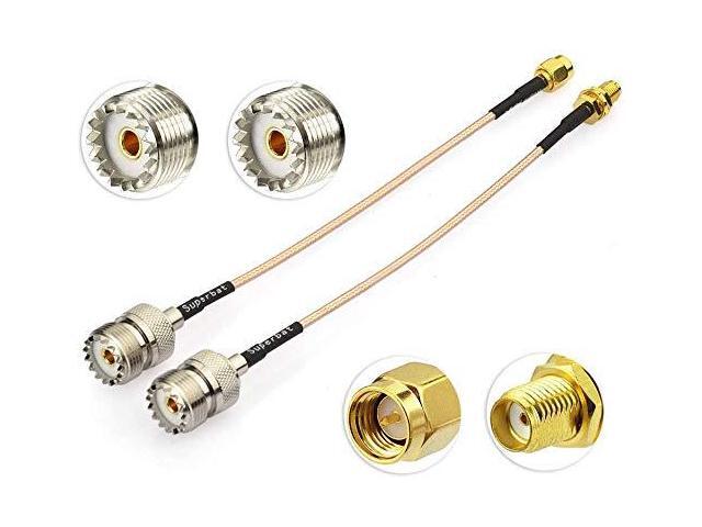 Coax UHF Female to SMA Male/SMA Female Adapter Extension Cable RG316 12' for CB Radio Handheld Walkie Talkie 2pcs