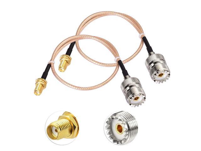 Coax UHF Female SO-239 to SMA Female Adapter Extension Cable RG316 12' for CB Radio Handheld Walkie Talkie 2pcs