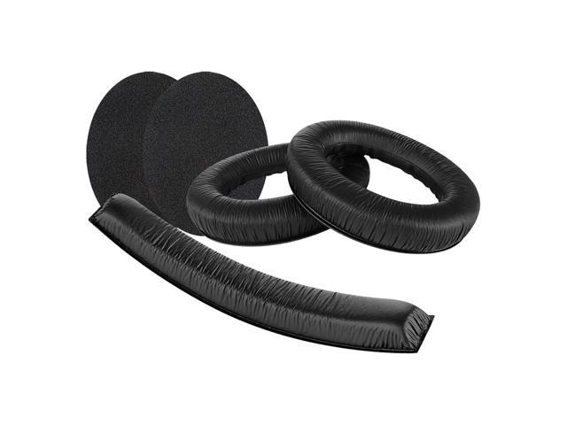 QuickFit Leatherette Ear Pads and Headband Pad Set Compatible with Headphones, Repair Parts Suit (Black)